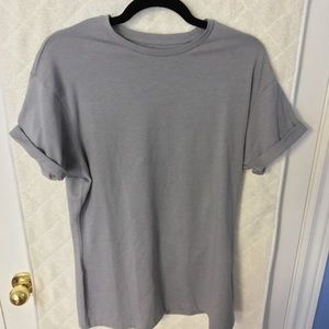 TOPMAN Grey Rolled Cuff Tee